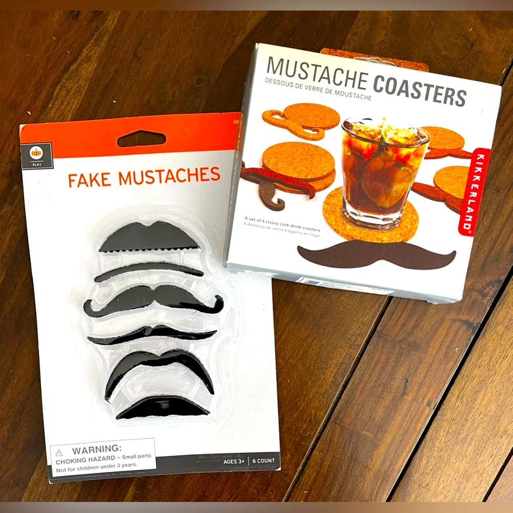 Mustache Novelty Set: Coasters & Stickers